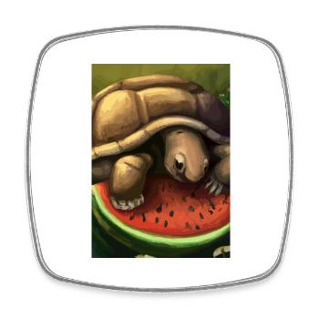 Wassermelonen-Schildkröte - Viereckiger Kühlschrankmagnet - Weiß - Vorne