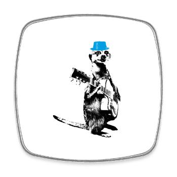 Suricate Guitarplay Cyan Hat - Magnet carré - blanc - Devant