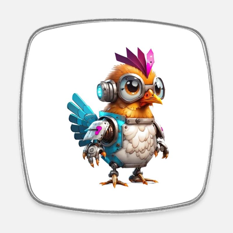 Robo chicken - Square fridge magnet - white