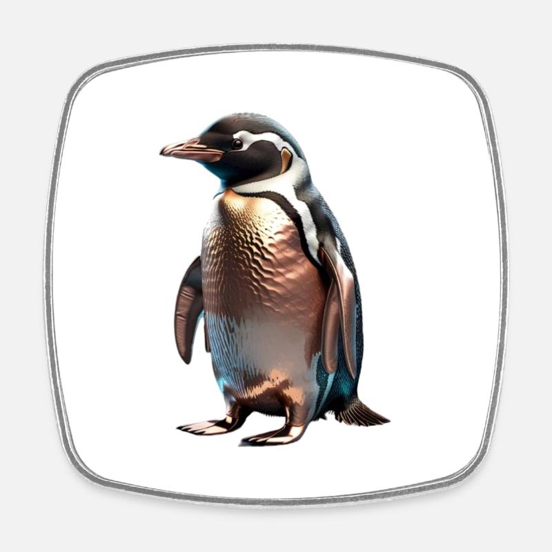 Le Pingouin de bronze - Magnet carré - blanc