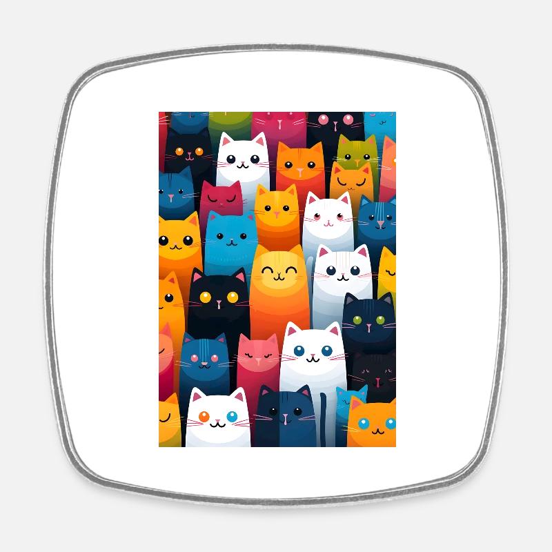 cat pattern - Magnet carré - blanc