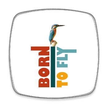 Born to fly, Kingfisher - Square fridge magnet - white - Front