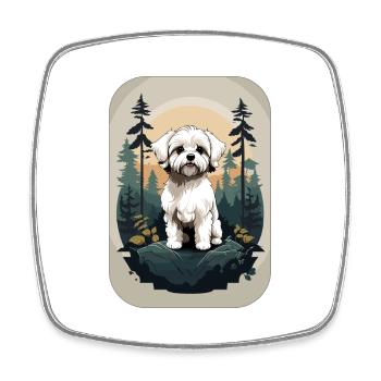 Bichon Chien havanais dans la forêt - Magnet carré - blanc - Devant