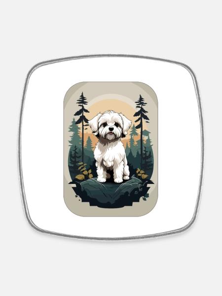 Bichon Chien havanais dans la forêt - Magnet carré - blanc