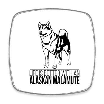 Malamute d’Alaska La vie est meilleure Chiens Wilsigns - Magnet carré - blanc - Devant