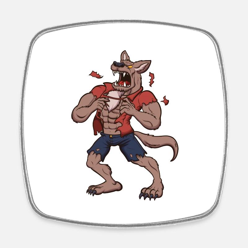 Howling Werewolf - Square fridge magnet - white