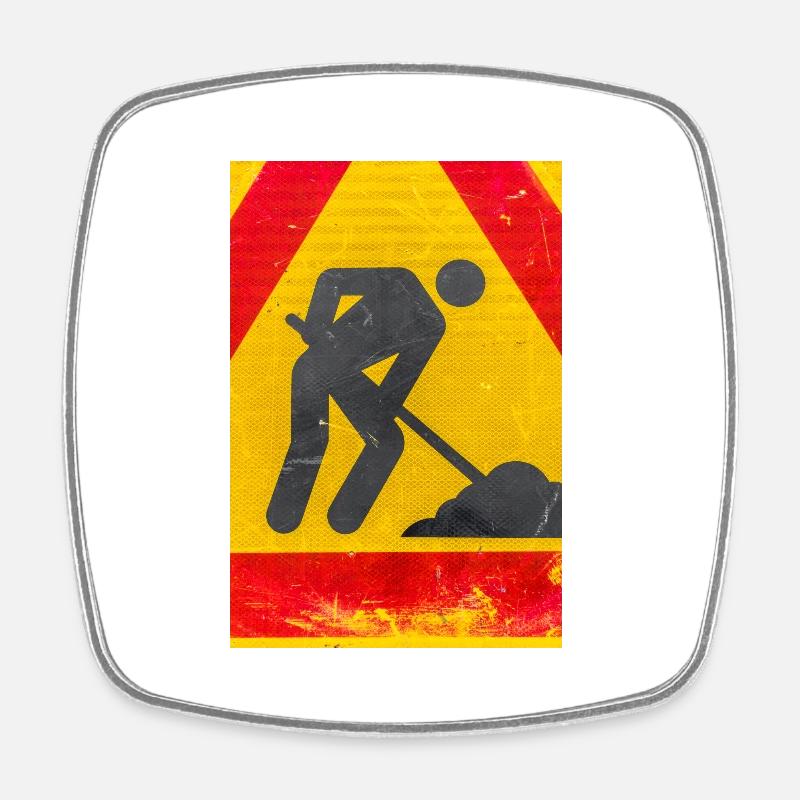 Workman road sign - Square fridge magnet - white