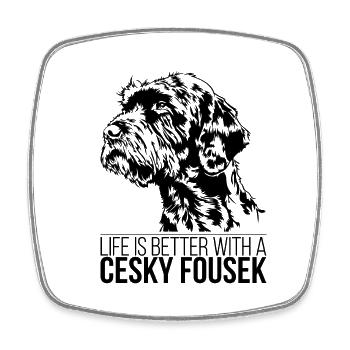 Cesky Fousek la vie est meilleure Dog Wilsigns - Magnet carré - blanc - Devant