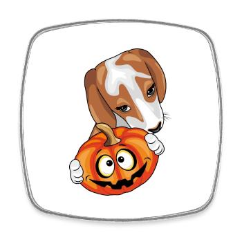 Beagle with pumpkin - Square fridge magnet - white - Front