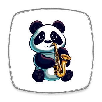 Panda Saxophones Musique classique Jazz - Magnet carré - blanc - Devant