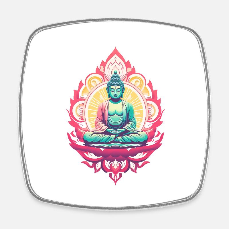 Statue de Bouddha - Magnet carré - blanc