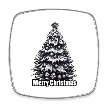 Weihnachtsbaum / Tanne / Christbaumkugeln / Stern - Viereckiger Kühlschrankmagnet - Weiß - Vorne