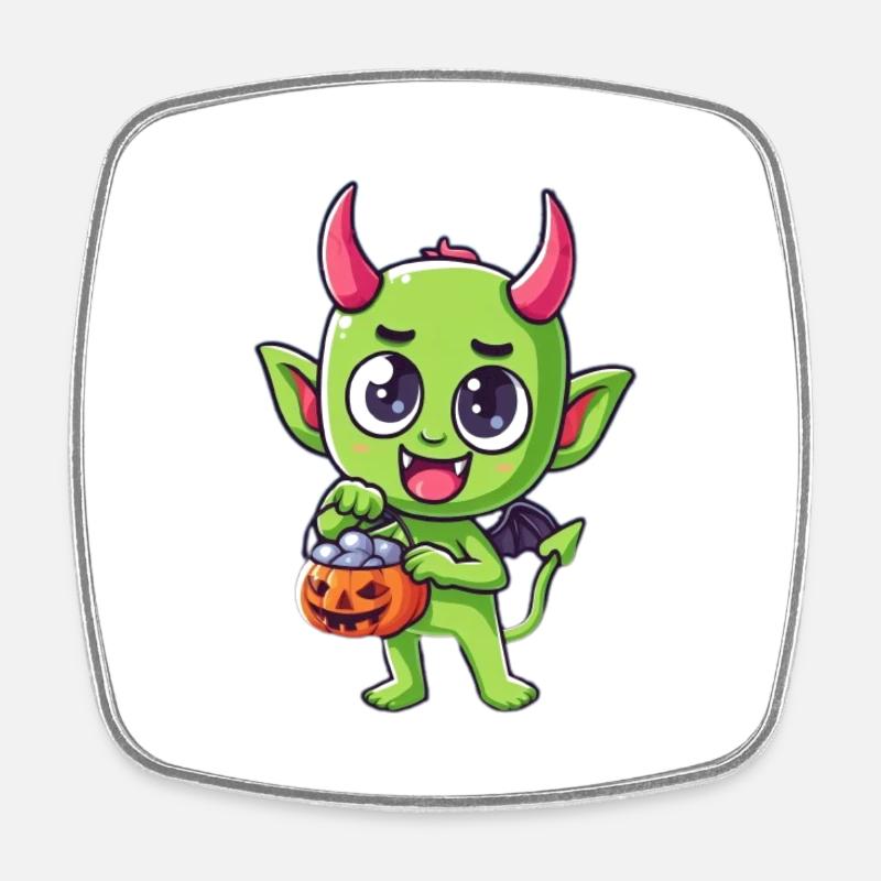 Happy Halloween Devil - Square fridge magnet - white