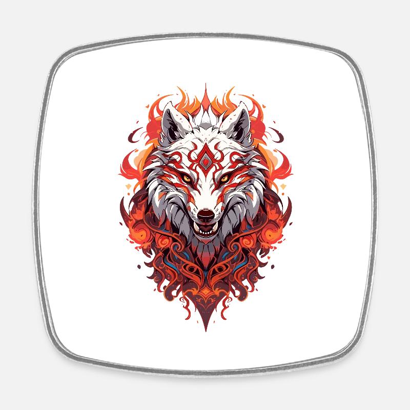 Loup de feu blanc - Magnet carré - blanc