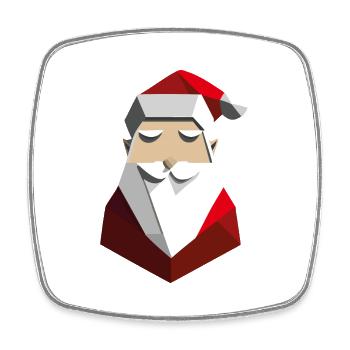 Geometrischer Weihnachtsmann - Viereckiger Kühlschrankmagnet - Weiß - Vorne