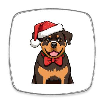 Rottweiler Weihnachten - Viereckiger Kühlschrankmagnet - Weiß - Vorne