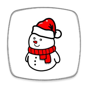 bonhomme de neige - Magnet carré - blanc - Devant