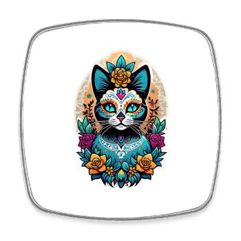 Katze Mexiko - Dia de los Muertos - Viereckiger Kühlschrankmagnet - Weiß - Vorne