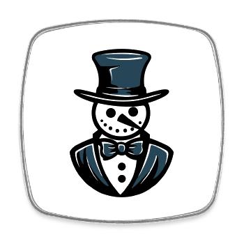 Schneemann Frosty Gentleman - Viereckiger Kühlschrankmagnet - Weiß - Vorne