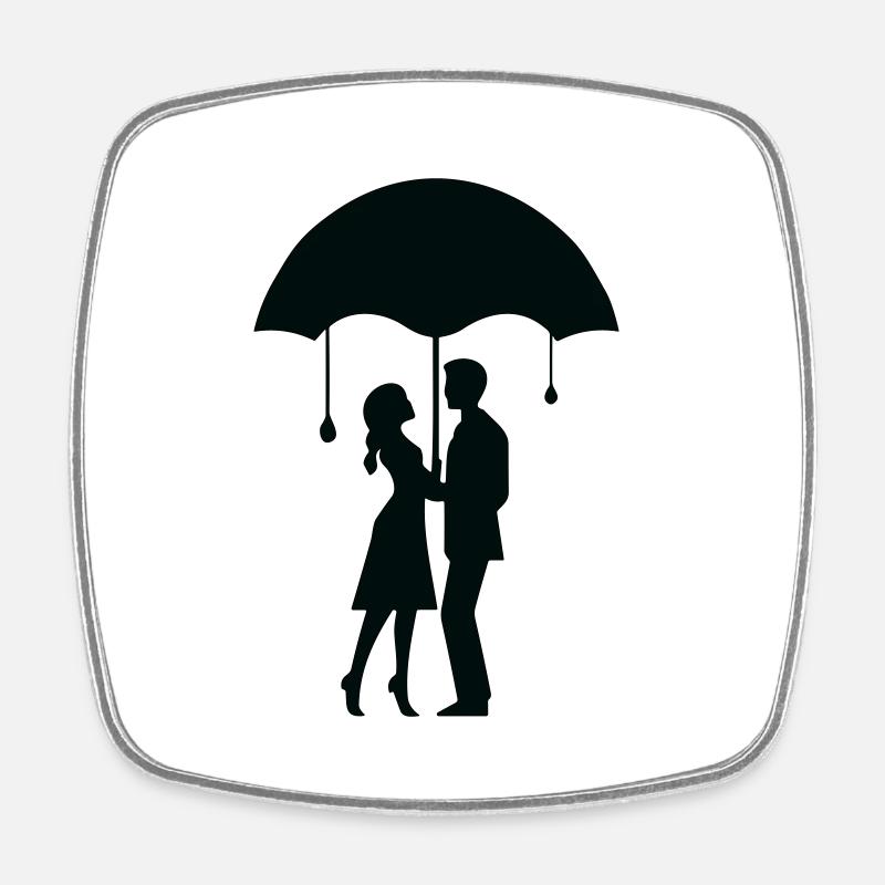 Couple Under Umbrella - Square fridge magnet - white