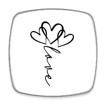 Love Schrift Herzblume - Viereckiger Kühlschrankmagnet - Weiß - Vorne