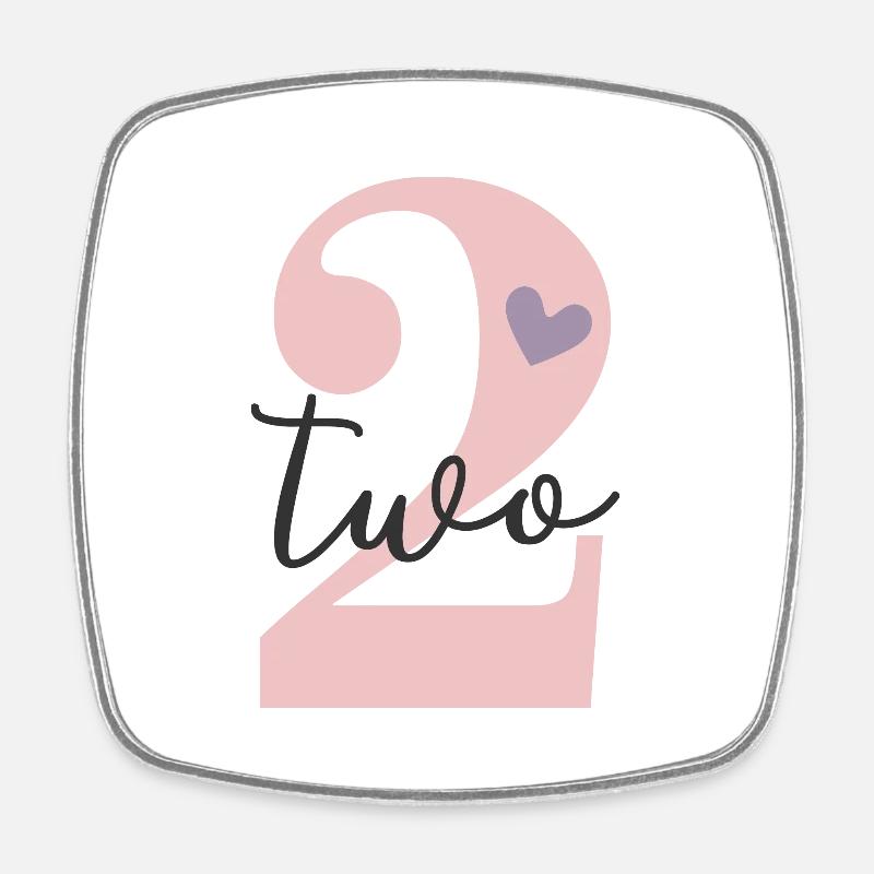 2nd Birthday Two Two - Square fridge magnet - white