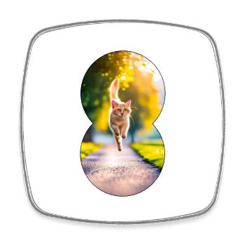 Running cat 2 - Viereckiger Kühlschrankmagnet - Weiß - Vorne
