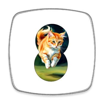 Running cat 3 - Viereckiger Kühlschrankmagnet - Weiß - Vorne