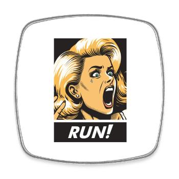retro run girl - Square fridge magnet - white - Front