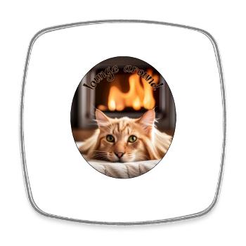 Lazy cat3 - Square fridge magnet - white - Front