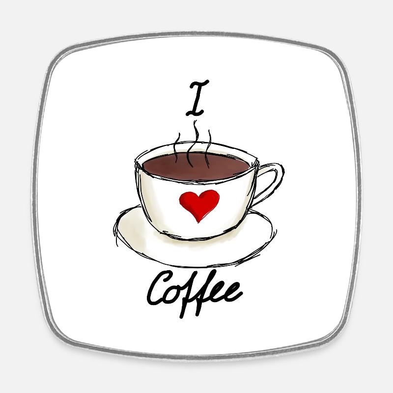 I Love Coffee Ich liebe Kaffee - Square fridge magnet - white
