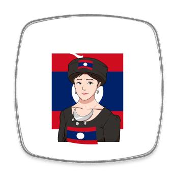 Laos Laote Laotian Girls Dress Lao I Gift - Square fridge magnet - white - Front