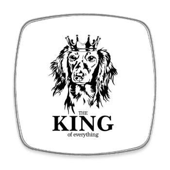 Long-haired Dachshund King of everything Saying Dogs - Square fridge magnet - white - Front