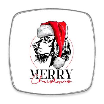 Santa Gordon Setter Merry Christmas Dog Wilsigns - Square fridge magnet - white - Front