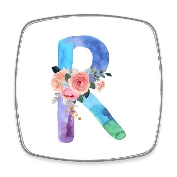 Letter r watercolor - Square fridge magnet - white - Front