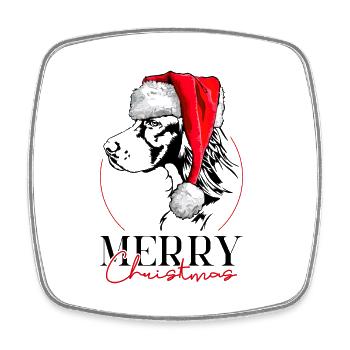 Santa Irish Setter Merry Christmas Dogs Wilsigns - Square fridge magnet - white - Front