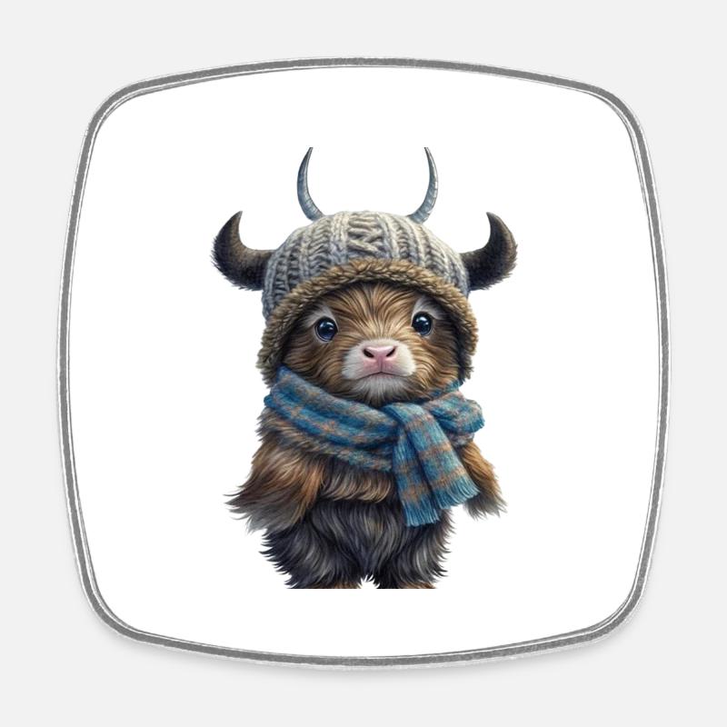 Mignon Highlander écossais - Magnet carré - blanc
