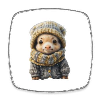 Cute Winter Animal with Clothing - Square fridge magnet - white - Front