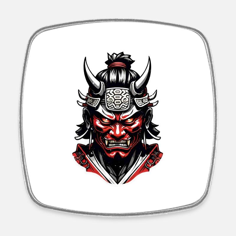 Samurai-Krieger - Japan - Dämon - Viereckiger Kühlschrankmagnet - Weiß