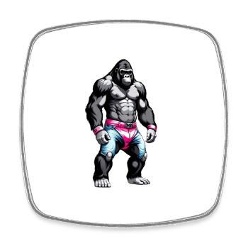 Boxe Boxeur Gorille - Magnet carré - blanc - Devant