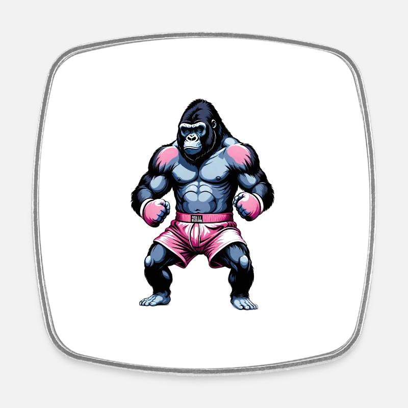 Boxe Boxeur Gorille - Magnet carré - blanc