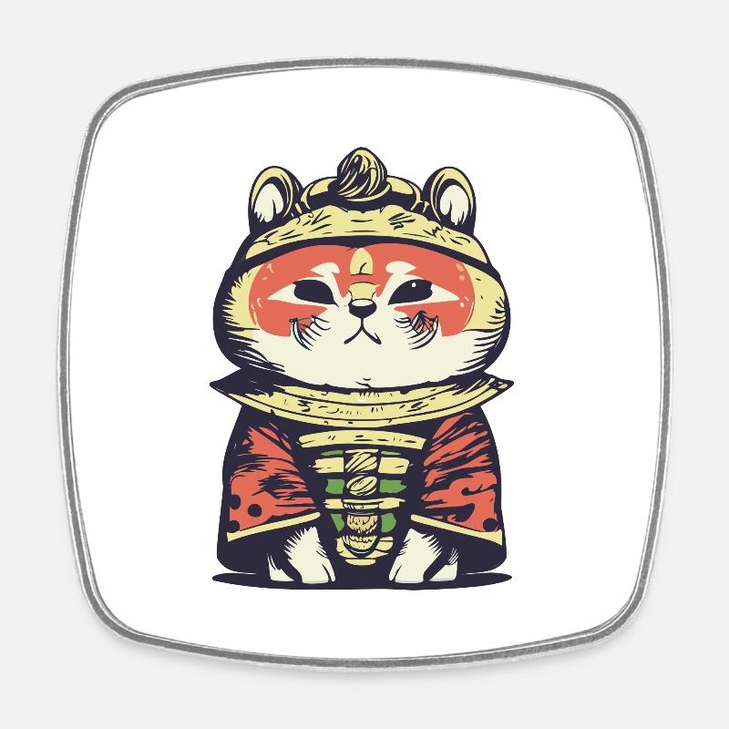 Panda roux samouraï - Magnet carré - blanc