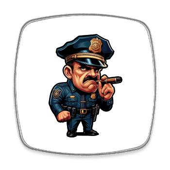 Police du cigare - Magnet carré - blanc - Devant