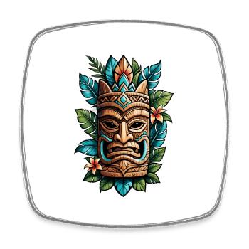 tiki beach - statue polynèsie - Magnet carré - blanc - Devant