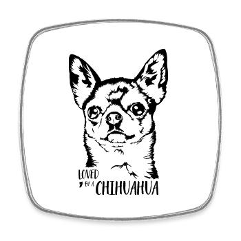 Aimé par un chien Chihuahua disant chien Wilsigns - Magnet carré - blanc - Devant