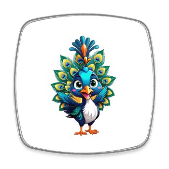Cute Little Peacock - Square fridge magnet - white - Front