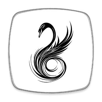 Elegant ornate swan head with wings - Square fridge magnet - white - Front