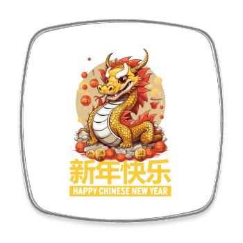 Année du Dragon Joyeux Nouvel An Chinois 2024 - Magnet carré - blanc - Devant