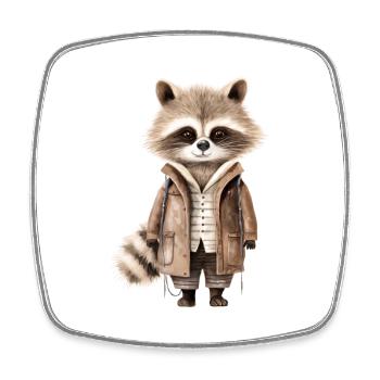 Rascal Raccoon: Urban Explorer T-Shirt - Viereckiger Kühlschrankmagnet - Weiß - Vorne