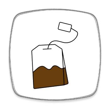 Sachet de thé - Magnet carré - blanc - Devant
